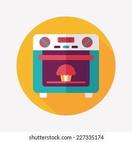 kitchenware oven flat icon with long shadow,eps10