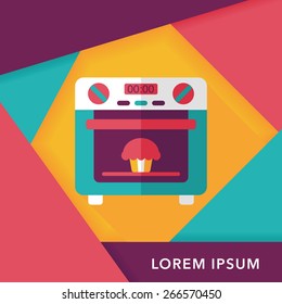 kitchenware oven flat icon with long shadow,eps10