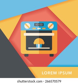 kitchenware oven flat icon with long shadow,eps10