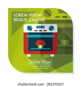 kitchenware oven flat icon with long shadow,eps10