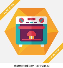 kitchenware oven flat icon with long shadow,eps10