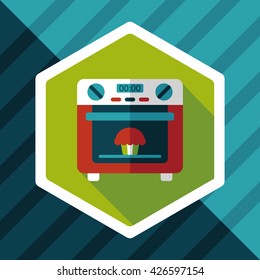 kitchenware oven flat icon with long shadow,eps10