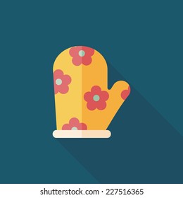 kitchenware oven mitts flat icon with long shadow,eps10