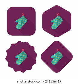 kitchenware oven mitts flat icon with long shadow,eps10