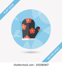kitchenware oven mitts flat icon with long shadow,eps10