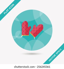 kitchenware oven mitts flat icon with long shadow,eps10
