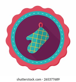 kitchenware oven mitts flat icon with long shadow,eps10