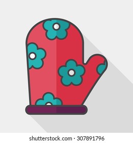 kitchenware oven mitts flat icon with long shadow,eps10