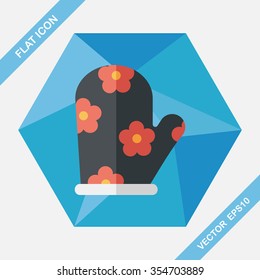 kitchenware oven mitts flat icon with long shadow,eps10