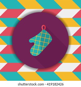 kitchenware oven mitts flat icon with long shadow,eps10