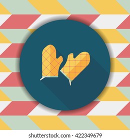 kitchenware oven mitts flat icon with long shadow,eps10
