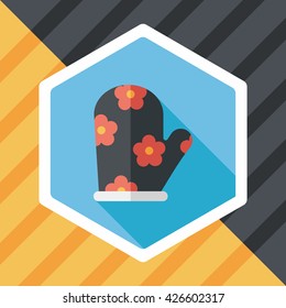 kitchenware oven mitts flat icon with long shadow,eps10