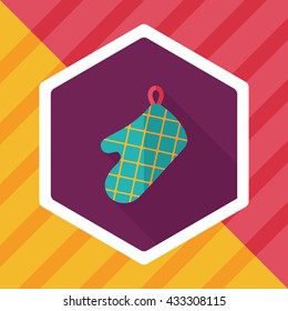 kitchenware oven mitts flat icon with long shadow,eps10