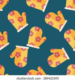 kitchenware oven mitts flat icon,eps10 seamless pattern background