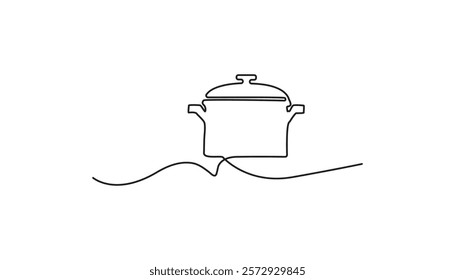 kitchenware pan continuous one line drawing art