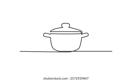 kitchenware pan continuous one line drawing art