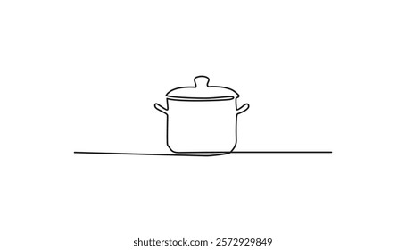 kitchenware pan continuous one line drawing art