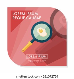 Kitchenware pan and egg flat icon with long shadow,eps10