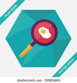Kitchenware pan and egg flat icon with long shadow,eps10