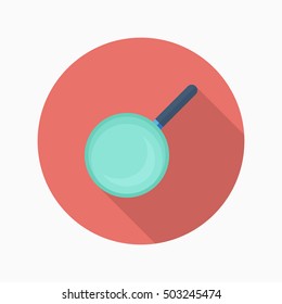 Kitchenware pan flat  icon with long shadow,circle,eps10,interface,button