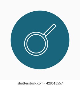 Kitchenware pan line icon with long shadow,circle,eps10,interface,button