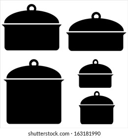 kitchenware pans icons on a white background