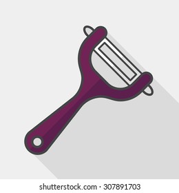 kitchenware peeler flat icon with long shadow,eps10