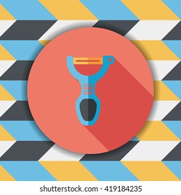 kitchenware peeler flat icon with long shadow,eps10
