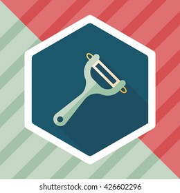 kitchenware peeler flat icon with long shadow,eps10