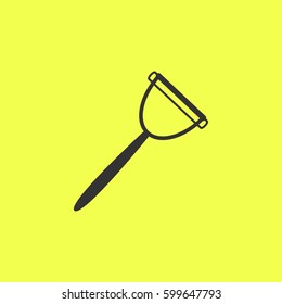 Kitchenware peeler icon flat. Black pictogram on white background. Vector illustration symbol and bonus button