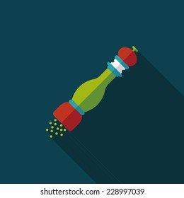 kitchenware pepper bottle flat icon with long shadow,eps10