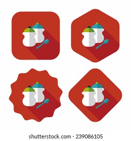 kitchenware pepper bottle flat icon with long shadow, eps10