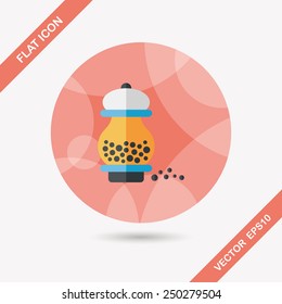 kitchenware pepper bottle flat icon with long shadow,eps10