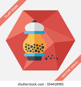kitchenware pepper bottle flat icon with long shadow,eps10