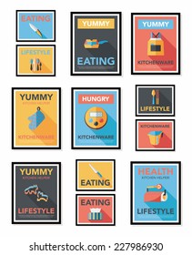 Kitchenware poster flat banner design flat background set, eps10