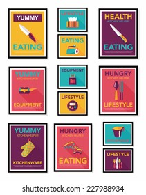 Kitchenware poster flat banner design flat background set, eps10