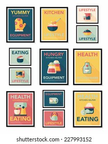 Kitchenware poster flat banner design flat background set, eps10