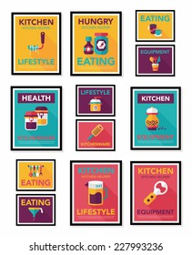 Kitchenware poster flat banner design flat background set, eps10