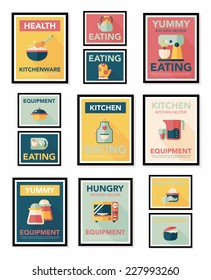 Kitchenware poster flat banner design flat background set, eps10