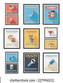 Kitchenware poster flat banner design flat background set, eps10