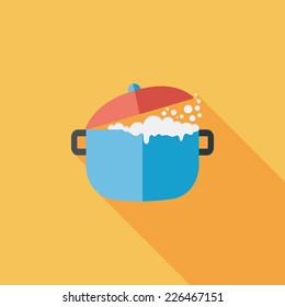kitchenware pot flat icon with long shadow,eps10