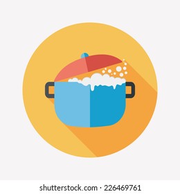 kitchenware pot flat icon with long shadow,eps10