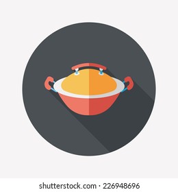 kitchenware pot flat icon with long shadow,eps10