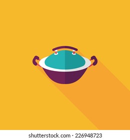 kitchenware pot flat icon with long shadow,eps10