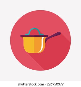 kitchenware pot flat icon with long shadow,eps10