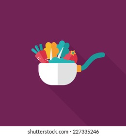 kitchenware pot flat icon with long shadow,eps10