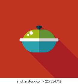 kitchenware pot flat icon with long shadow,eps10