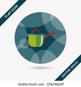 kitchenware pot flat icon with long shadow,eps10