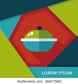 kitchenware pot flat icon with long shadow,eps10