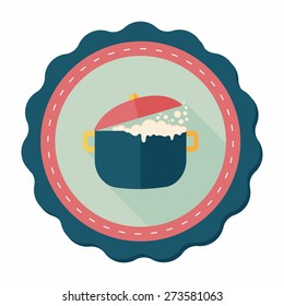kitchenware pot flat icon with long shadow,eps10